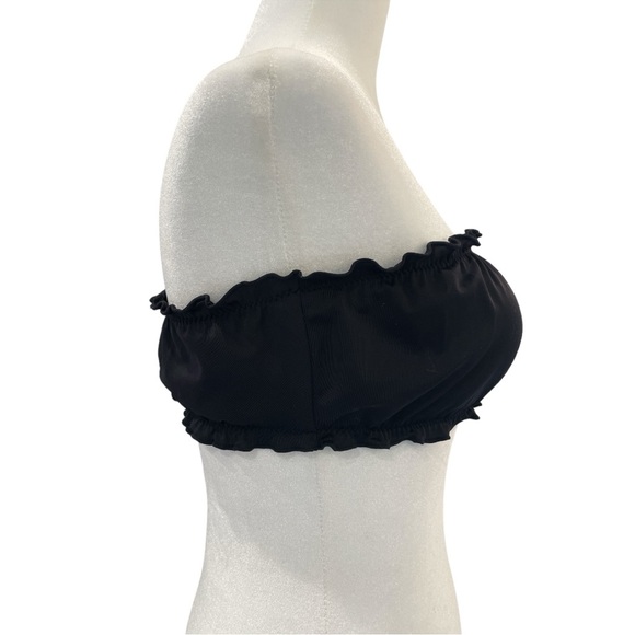 L.A. HEARTS by PACSUN RUFFLED BANDEAU BIKINI TOP - SMALL. BLACK - Picture 2 of 6